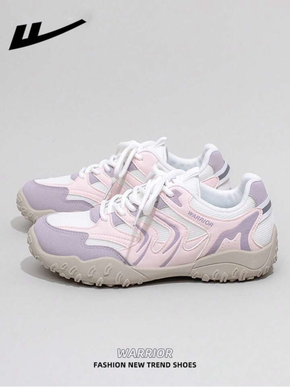 Women's Pastel Pink & Lavender Lace-Up Sneakers